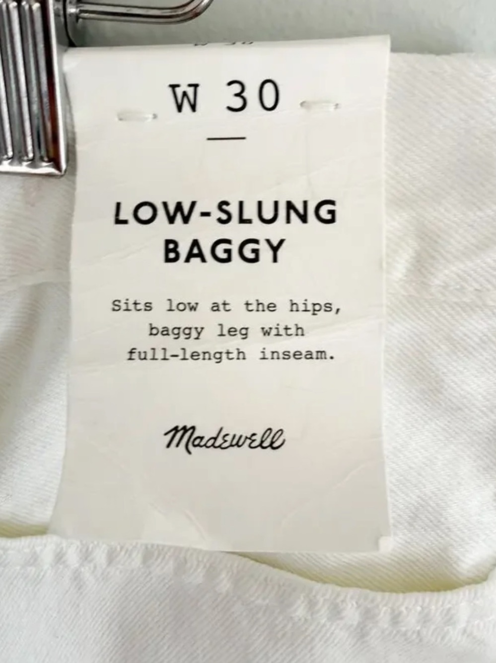 Madewell Low Slung Baggy Jeans Pure White Rigid Wide Leg Relaxed Size 30 NWT - Picture 11 of 16